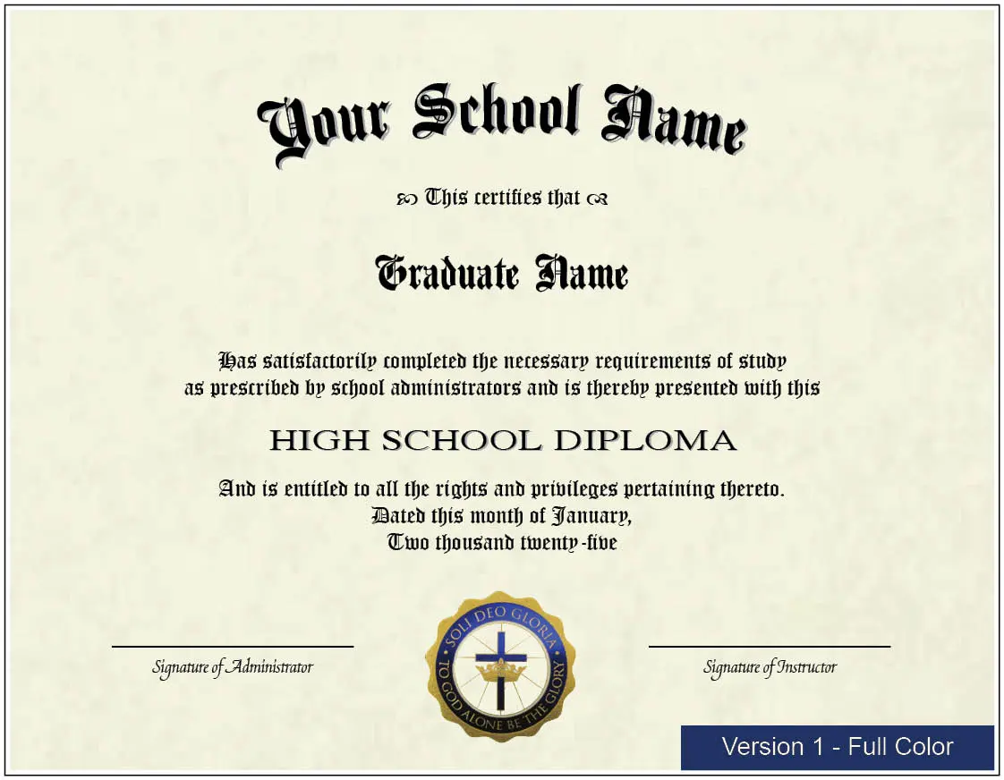 Printable High School Diploma for Homeschools