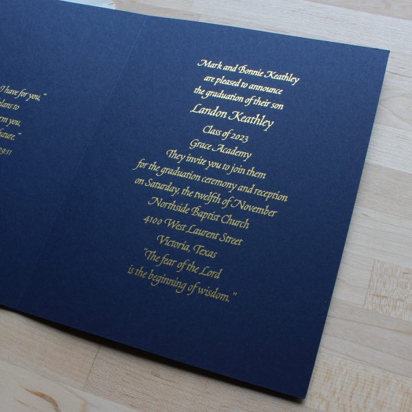 Graduation Announcement Inside Closeup