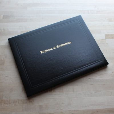 Diploma Cover stamped with "Diploma of Gradation" in gold foil
