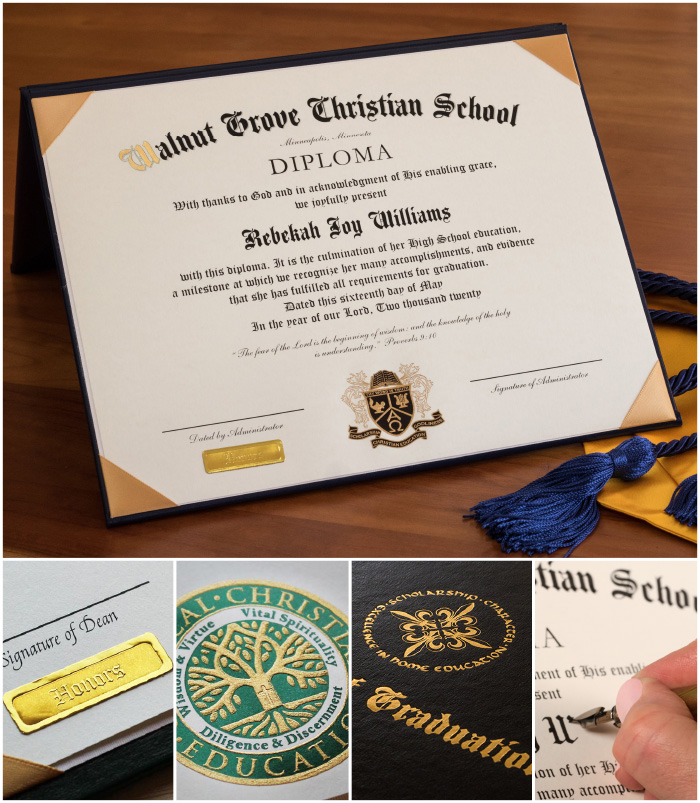 College Diploma Certificates & Homeschool Diploma Paper