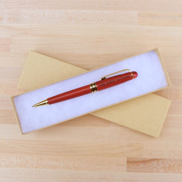 Personalized rosewood pen in gift box