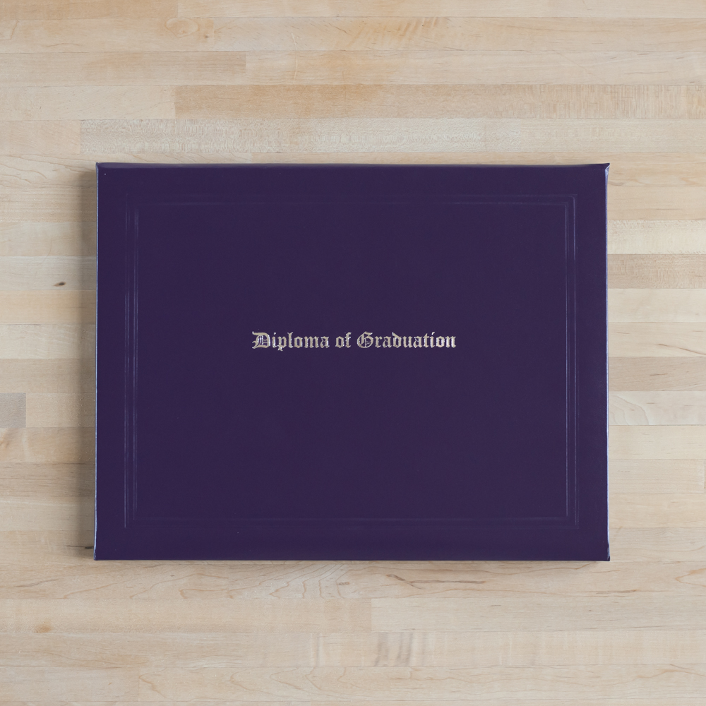 Clearance - Dark Purple Diploma of Graduation Cover (Silver Foil)